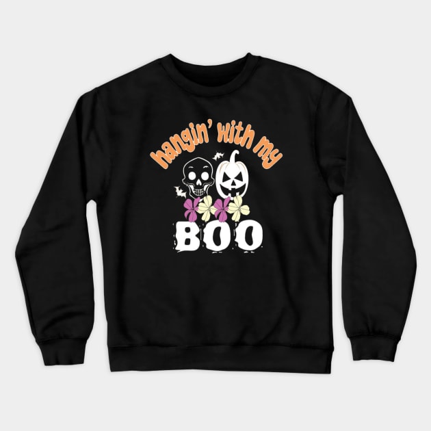 Hangin' with My Boo: Spooky-Cute Merch for Every Occasion! Crewneck Sweatshirt by Linna-Rose